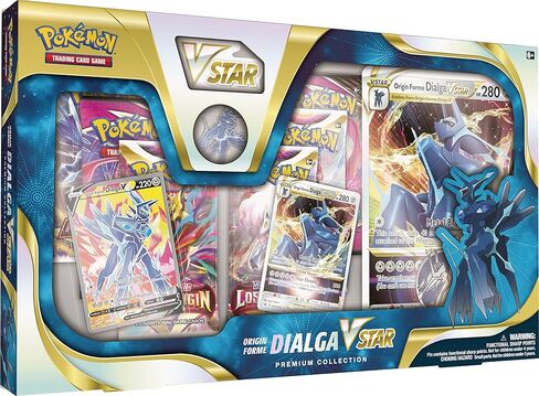 Pokémon TCG: مجموعة Origin Forme Dialga VSTAR Premium (بطاقتان ترويجيتان من رقائق معدنية محفورة، وبطاقة رقائق معدنية كبيرة الحجم و5 عبوات معززة) in Kuwait
