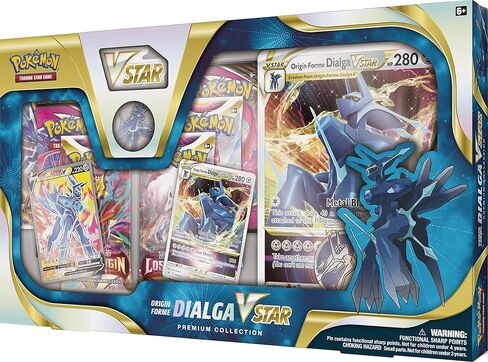 Pokémon TCG: مجموعة Origin Forme Dialga VSTAR Premium (بطاقتان ترويجيتان من رقائق معدنية محفورة، وبطاقة رقائق معدنية كبيرة الحجم و5 عبوات معززة) in Kuwait