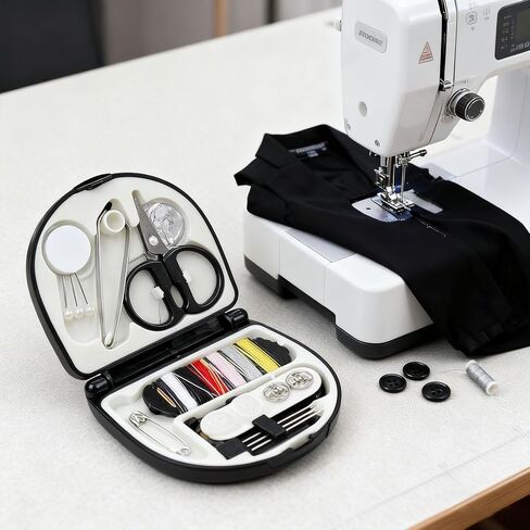 Mini Portable Sewing Kit, Basic Emergency Emergency Sewing Supplies with Needles, Threads, Buttons, Scissors - Travel Sewing Box for Women, Beginners(Black) in Saudi Arabia