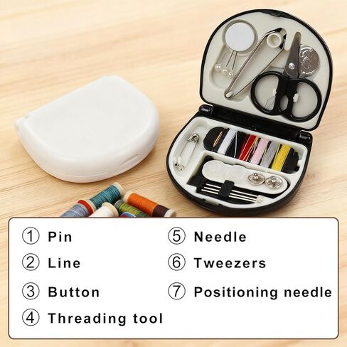 Mini Portable Sewing Kit, Basic Emergency Emergency Sewing Supplies with Needles, Threads, Buttons, Scissors - Travel Sewing Box for Women, Beginners(Black) in Saudi Arabia