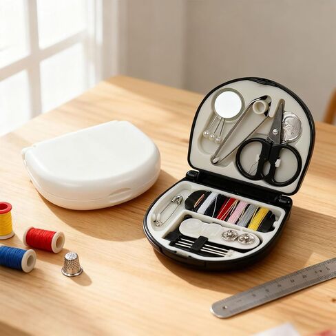 Mini Portable Sewing Kit, Basic Emergency Emergency Sewing Supplies with Needles, Threads, Buttons, Scissors - Travel Sewing Box for Women, Beginners(Black) in Saudi Arabia