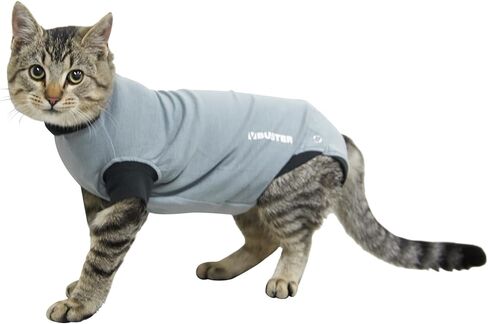 Kruuse Buster EasyGo Recovery Suit for Cats – Black/Grey (Extra Small, 16") – Soft, Breathable Post-Surgery Bodysuit for Wound Care, Hot Spots & Incontinence – Comfortable Protection for Cats in Saudi Arabia