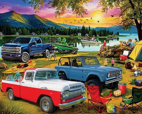 White Mountain 1000 Piece Jigsaw Puzzle Scenic Puzzles with Large Pieces Gift for Adults and Family 24x30 - Family Day at The Lake Ford in Saudi Arabia