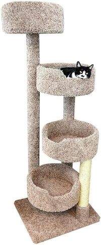 Maykoosh Rustic Romance Large Cat Stairway Neutral Color Solid Wood Cat Playground, Modern Multi-Level Cat Tree Tower for Indoor Cats, 20" L x 20" W x 55" H Beige in Saudi Arabia