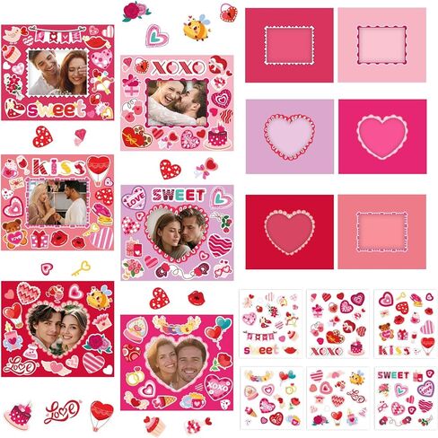 SULOLI Valentine's Day Picture Frame Craft Kits, 24 Pack Valentine DIY Photo Frame Crafts Art Kit for Valentine's Day Classroom Activities Home Decoration in Saudi Arabia