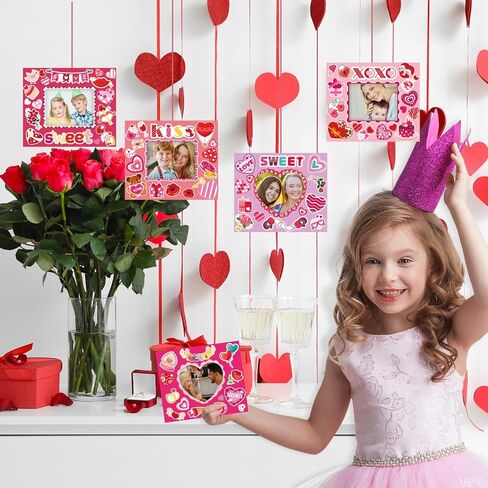 SULOLI Valentine's Day Picture Frame Craft Kits, 24 Pack Valentine DIY Photo Frame Crafts Art Kit for Valentine's Day Classroom Activities Home Decoration in Saudi Arabia