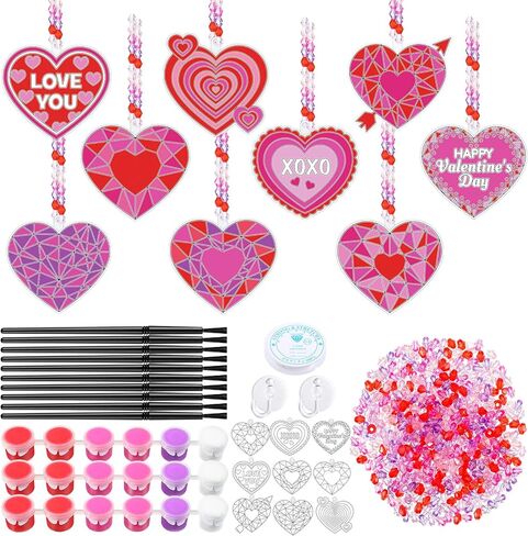 36 مجموعة من Blosssound لعيد الحب، مجموعة أدوات حرفية لعيد الحب، زينة لأشعة الشمس على شكل قلب، DIY أحبك، فن طلاء النوافذ، حفلات عيد الحب، صائدات الشمس لحفلات عيد الحب، مشروع فني للفصول الدراسية، هدية مفضلة in Kuwait