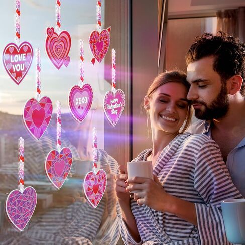 36 مجموعة من Blosssound لعيد الحب، مجموعة أدوات حرفية لعيد الحب، زينة لأشعة الشمس على شكل قلب، DIY أحبك، فن طلاء النوافذ، حفلات عيد الحب، صائدات الشمس لحفلات عيد الحب، مشروع فني للفصول الدراسية، هدية مفضلة in Kuwait
