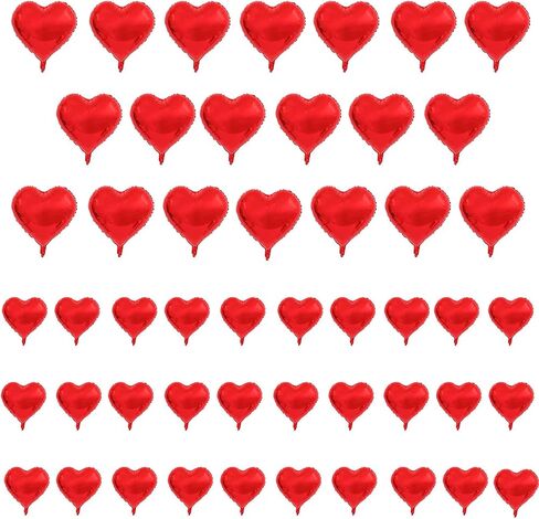 50 Pcs Red Heart Balloon 20 Pcs 10 inch Foil Balloon 30 Pcs 5 inch Mini Balloon for Wedding Bridal Shower Anniversary Valentines Day Engagement Marriage Party Decorations Supplies in Saudi Arabia
