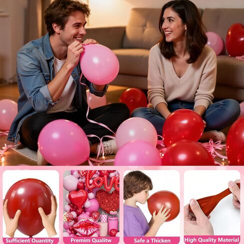 363PCS Valentines Day Balloon Arch Kit with 200 Rose Petals, Heart, Lips, Love and Star Foil Balloons, Pink and Red Balloon Arch Kit for Valentines Day Party Decorations in Saudi Arabia