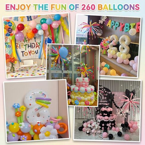 Clear 260 Balloons 100Pcs, Long Balloons for Tying Balloon Arches, Thick Latex Long Skinny Twisting Balloons for Animals, Wedding & Party Decorations in Saudi Arabia