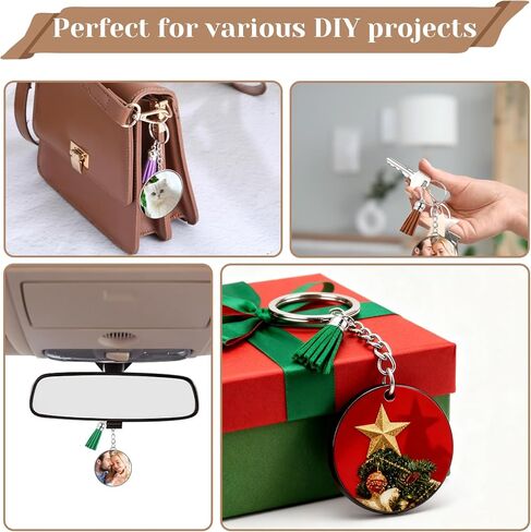 SHENLIU 320 Pcs Acrylic Keychain Blanks Kit, Including Clear Acrylic Blanks, Keychain Tassels, Key Rings, Jump Rings 2 Inch Round Double-Sided Blank for DIY Key Chain Vinyl DIY Crafting in Saudi Arabia