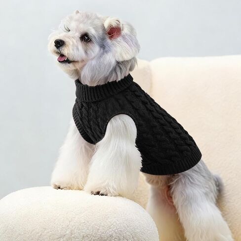 Cute Winter Dog Sweater, Fashion Twist Knit Pet Sweater for Small Medium Dogs to Keep Warm in Cold Weather, Practical Puppy Sweaters with Candy Color for Daily Wear (Black,Medium) in Saudi Arabia