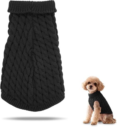 Cute Winter Dog Sweater, Fashion Twist Knit Pet Sweater for Small Medium Dogs to Keep Warm in Cold Weather, Practical Puppy Sweaters with Candy Color for Daily Wear (Black,Medium) in Saudi Arabia