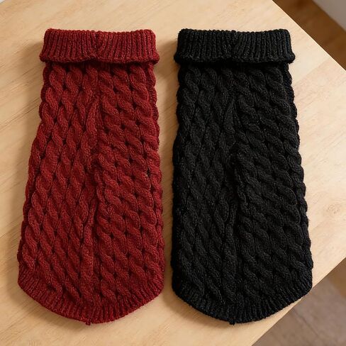 Cute Winter Dog Sweater, Fashion Twist Knit Pet Sweater for Small Medium Dogs to Keep Warm in Cold Weather, Practical Puppy Sweaters with Candy Color for Daily Wear (Black,Medium) in Saudi Arabia