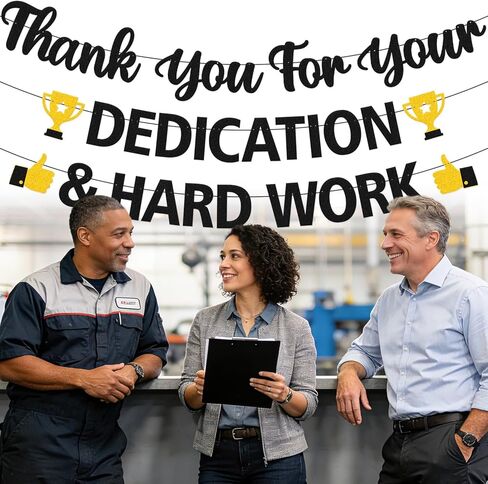 شكرًا لك على تفانيك ولافتة العمل الجاد في يوم تقدير الموظفين، وحفلات التقاعد، وتكريم المعلمين والممرضات، واحتفالات الفريق، وفعاليات المتطوعين والتخرج in Kuwait