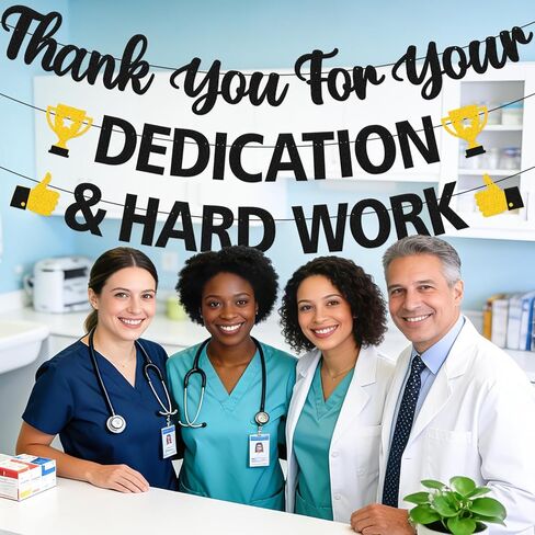شكرًا لك على تفانيك ولافتة العمل الجاد في يوم تقدير الموظفين، وحفلات التقاعد، وتكريم المعلمين والممرضات، واحتفالات الفريق، وفعاليات المتطوعين والتخرج in Kuwait