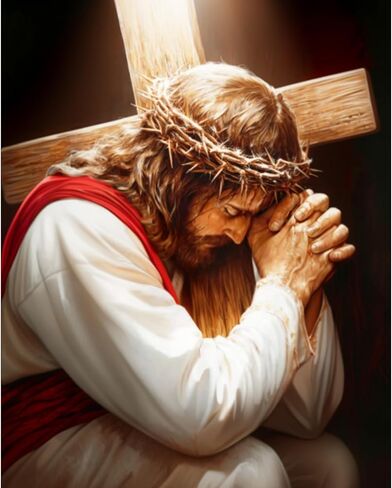 CEOVR Jesus Prayer Paint by Numbers Kit for Adults, Easter Cross Paint by Number Kits on Canvas for Beginner, Adult Crafts Kits Wall Art Decor for Home Office 16x20In/40×50cm,No Frame in Saudi Arabia