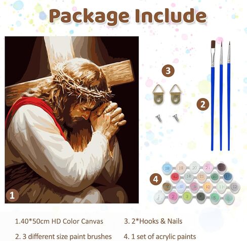 CEOVR Jesus Prayer Paint by Numbers Kit for Adults, Easter Cross Paint by Number Kits on Canvas for Beginner, Adult Crafts Kits Wall Art Decor for Home Office 16x20In/40×50cm,No Frame in Saudi Arabia