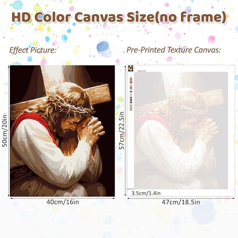 CEOVR Jesus Prayer Paint by Numbers Kit for Adults, Easter Cross Paint by Number Kits on Canvas for Beginner, Adult Crafts Kits Wall Art Decor for Home Office 16x20In/40×50cm,No Frame in Saudi Arabia