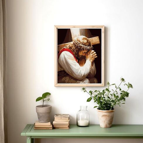 CEOVR Jesus Prayer Paint by Numbers Kit for Adults, Easter Cross Paint by Number Kits on Canvas for Beginner, Adult Crafts Kits Wall Art Decor for Home Office 16x20In/40×50cm,No Frame in Saudi Arabia