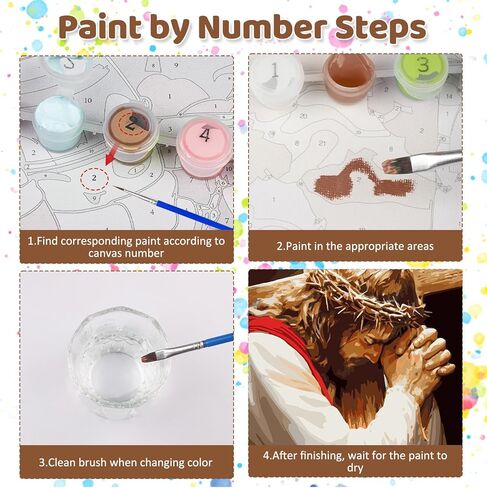 CEOVR Jesus Prayer Paint by Numbers Kit for Adults, Easter Cross Paint by Number Kits on Canvas for Beginner, Adult Crafts Kits Wall Art Decor for Home Office 16x20In/40×50cm,No Frame in Saudi Arabia