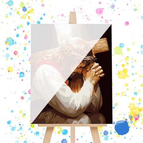CEOVR Jesus Prayer Paint by Numbers Kit for Adults, Easter Cross Paint by Number Kits on Canvas for Beginner, Adult Crafts Kits Wall Art Decor for Home Office 16x20In/40×50cm,No Frame in Saudi Arabia