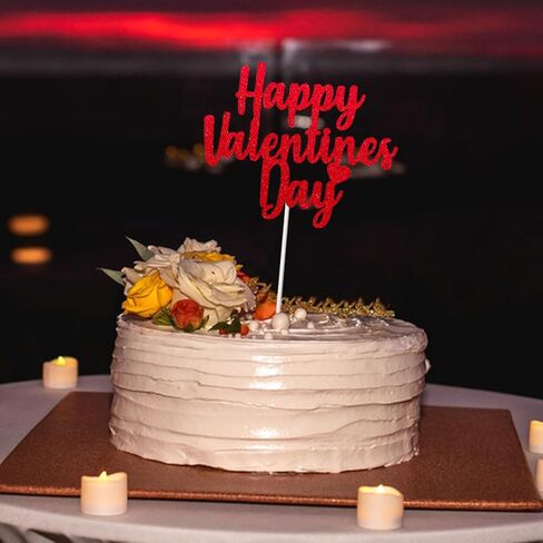 10PCS Happy Valentines Day Cake Toppers Glitter Valentines Heart Cupcake Toppers for Valentine’s Day Birthday Wedding Anniversary Engagement Party Cake Decoration Supplies Red in Saudi Arabia