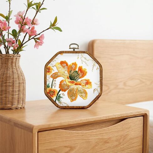 2 PCS Embroidery Hoops, Imitate Wood Octagonal Frame Cross Stitch Hoop Ring Decoration Imitated Wood Display Frame for Embroidery Art Craft DIY Sewing Ornaments Hanging Decoration in Kuwait
