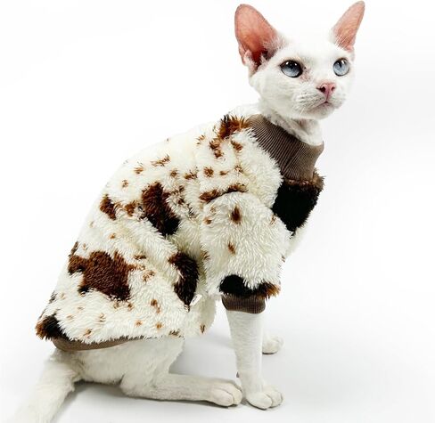 ملابس قطط من الفلانيل، ملابس شتوية دافئة وناعمة وقميص للقطط من نوع Sphynx Devon والقطط الداخلية (XL) in Kuwait