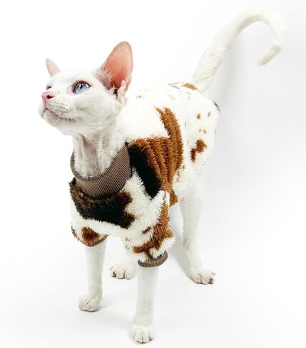 ملابس قطط من الفلانيل، ملابس شتوية دافئة وناعمة وقميص للقطط من نوع Sphynx Devon والقطط الداخلية (XL) in Kuwait