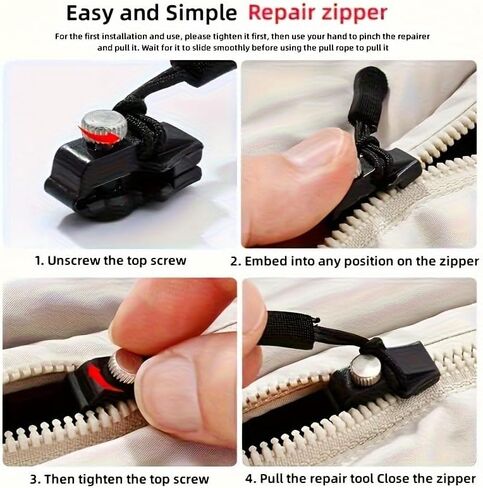 12PCS Zipper Repair Slider Detachable No Tool Design Screw Lock Replacement for Bags Jackets Clothes Shoes Boots Home Use, 12PcsSML in Saudi Arabia