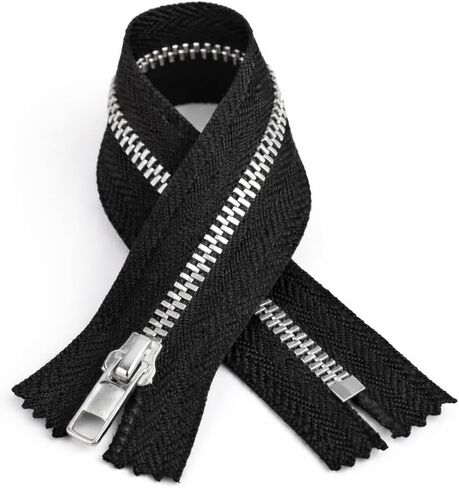 #3 9 Inch Heavy Duty Non Separating Metal Zipper, Black with Silver Teeth, for Sewing & Crafts in Saudi Arabia