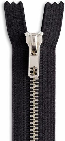 #3 9 Inch Heavy Duty Non Separating Metal Zipper, Black with Silver Teeth, for Sewing & Crafts in Saudi Arabia