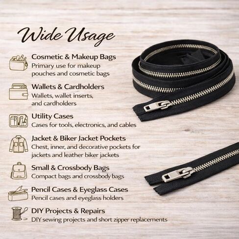 #3 9 Inch Heavy Duty Non Separating Metal Zipper, Black with Silver Teeth, for Sewing & Crafts in Saudi Arabia