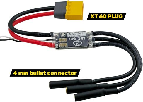 جهاز التحكم في السرعة الكهربائية ثنائي الاتجاه 45 أمبير، 2-6S Lipo ESC مع موصل XT60، 7.4-22.2 فولت، لمركبات RC والروبوتات والدفاعات تحت الماء in Kuwait