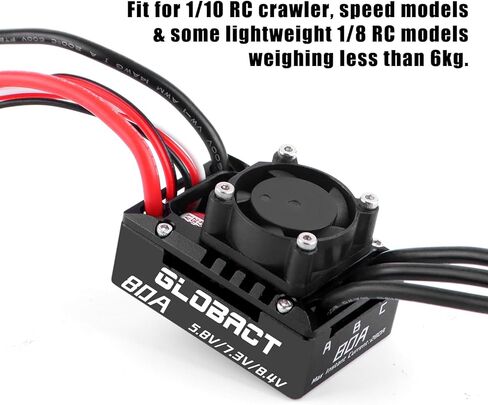 GLOBACT 80A Brushless ESC 2-3S Built-in Bluetooth Electronic Speed Controller for TRX4 SCX10 1/10 RC Crawler Upgrades in Saudi Arabia