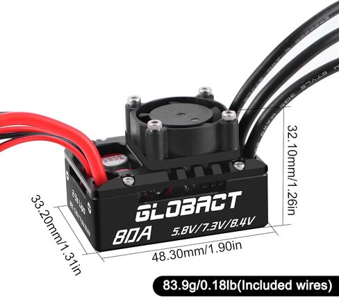 GLOBACT 80A Brushless ESC 2-3S Built-in Bluetooth Electronic Speed Controller for TRX4 SCX10 1/10 RC Crawler Upgrades in Saudi Arabia