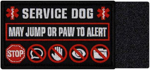 TailWag Planet Service Dog May Jump Or Paw to Alert Patch Embroidered Vest/Harnesses Badge Fastener Hook & Loop Emblem in Saudi Arabia