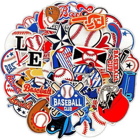SYLVASS 36-Piece Baseball Iron On Patches, Embroidered Baseball Appliques for Clothing, Backpacks, Hats, Jerseys, Jeans DIY​ Accessory in Saudi Arabia