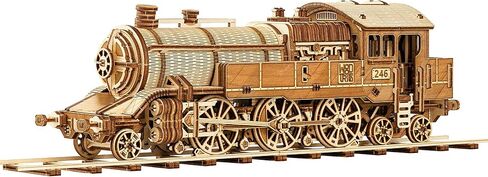 مجموعة قطارات خشبية Wood Trick Grand Traveler 246 مع سكة ​​حديدية - ركوب يصل إلى 20 قدمًا - 16 × 4 بوصة - مجموعة نماذج قاطرة - ألغاز خشبية ثلاثية الأبعاد للبالغين للبناء - نماذج DIY الهندسية للبالغين للبناء in Kuwait