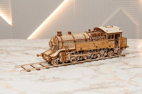 مجموعة قطارات خشبية Wood Trick Grand Traveler 246 مع سكة ​​حديدية - ركوب يصل إلى 20 قدمًا - 16 × 4 بوصة - مجموعة نماذج قاطرة - ألغاز خشبية ثلاثية الأبعاد للبالغين للبناء - نماذج DIY الهندسية للبالغين للبناء in Kuwait