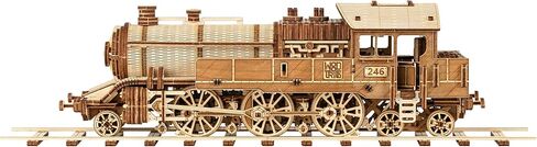 مجموعة قطارات خشبية Wood Trick Grand Traveler 246 مع سكة ​​حديدية - ركوب يصل إلى 20 قدمًا - 16 × 4 بوصة - مجموعة نماذج قاطرة - ألغاز خشبية ثلاثية الأبعاد للبالغين للبناء - نماذج DIY الهندسية للبالغين للبناء in Kuwait