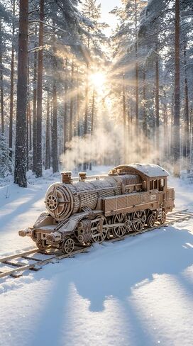 مجموعة قطارات خشبية Wood Trick Grand Traveler 246 مع سكة ​​حديدية - ركوب يصل إلى 20 قدمًا - 16 × 4 بوصة - مجموعة نماذج قاطرة - ألغاز خشبية ثلاثية الأبعاد للبالغين للبناء - نماذج DIY الهندسية للبالغين للبناء in Kuwait
