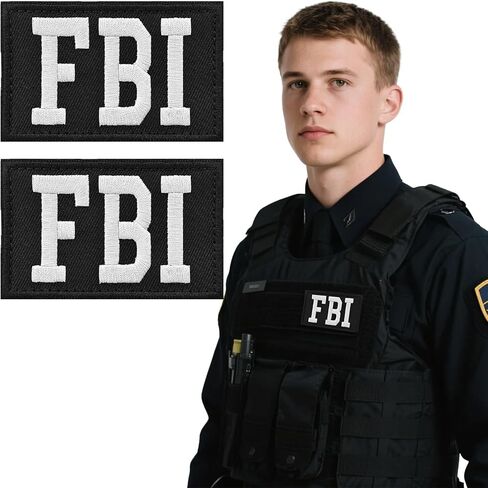 نظام خطاف وحلقة رقعة من مكتب التحقيقات الفيدرالي، رقعة تكتيكية من مكتب التحقيقات الفيدرالي للسترة والسترة والزي العسكري وحقائب الظهر (عبوة من قطعتين) in Kuwait