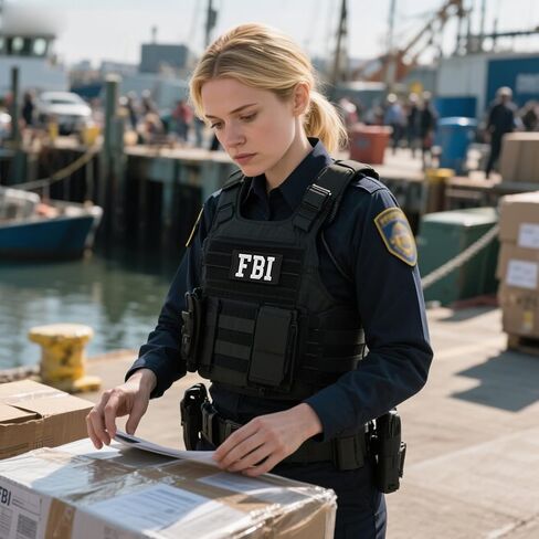 نظام خطاف وحلقة رقعة من مكتب التحقيقات الفيدرالي، رقعة تكتيكية من مكتب التحقيقات الفيدرالي للسترة والسترة والزي العسكري وحقائب الظهر (عبوة من قطعتين) in Kuwait