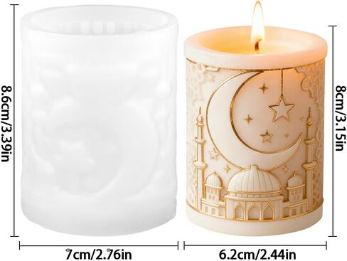 Eid Ramadan Star Moon Candle Molds For Candle Making Cylinder Umrah Mubarak Candle Soap Mold Islam Muslim Religious Building Epoxy Resin Molds Silicone Mold Home Ramadan Decorations DIY Craft Supplies in Saudi Arabia
