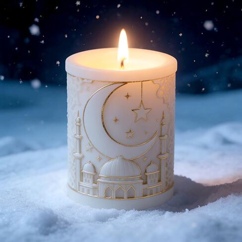 Eid Ramadan Star Moon Candle Molds For Candle Making Cylinder Umrah Mubarak Candle Soap Mold Islam Muslim Religious Building Epoxy Resin Molds Silicone Mold Home Ramadan Decorations DIY Craft Supplies in Saudi Arabia