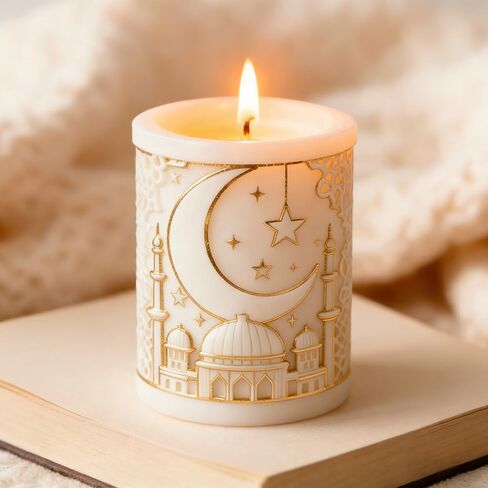 Eid Ramadan Star Moon Candle Molds For Candle Making Cylinder Umrah Mubarak Candle Soap Mold Islam Muslim Religious Building Epoxy Resin Molds Silicone Mold Home Ramadan Decorations DIY Craft Supplies in Saudi Arabia