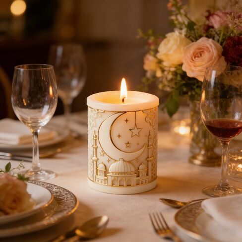 Eid Ramadan Star Moon Candle Molds For Candle Making Cylinder Umrah Mubarak Candle Soap Mold Islam Muslim Religious Building Epoxy Resin Molds Silicone Mold Home Ramadan Decorations DIY Craft Supplies in Saudi Arabia
